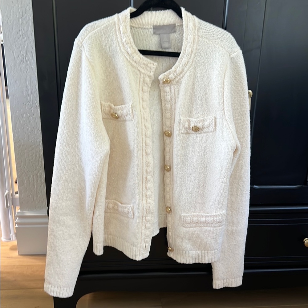 H&M Cream Women's Jacket with Gold Buttons